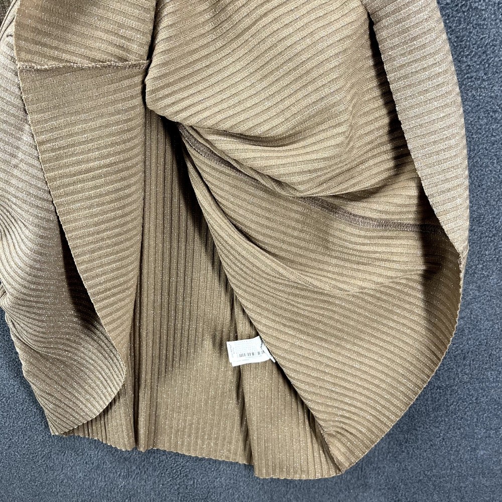 Zara Ribbed Dress womens Size L Tan Sleeveless Stretch metallic thread Halter - Picture 14 of 16